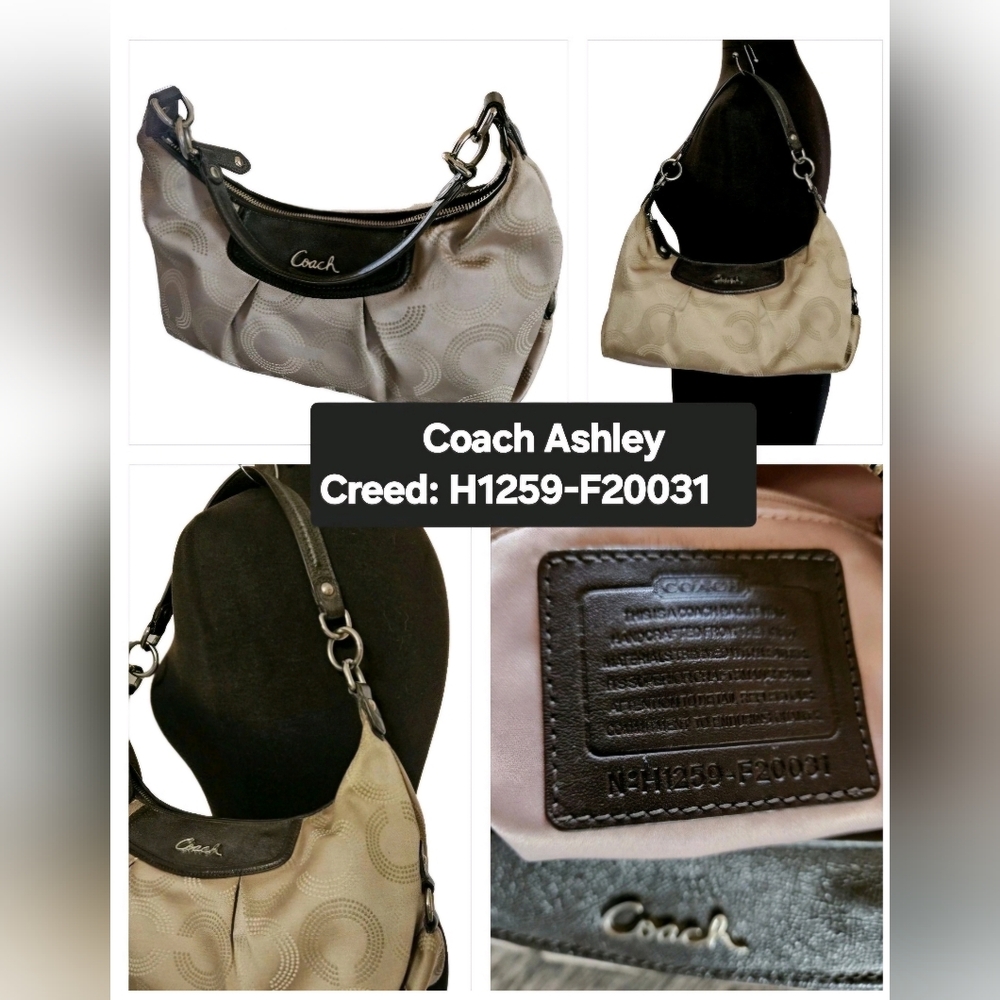 Coach Ashley Elegant Signature C's Canvas Patent Leather Satchel Shoulder Bag